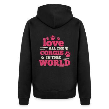 Aimez tous les corgis du monde - Veste à capuche bio Premium Unisexe - noir - Dos - Nico (187cm)