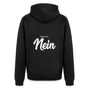 Bevor du fragst nein - Unisex Premium Bio Zip Hoodie - Schwarz - Hinten - Nico (187cm)