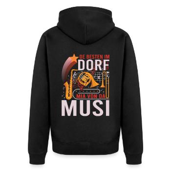 Dorfmusik Musikkapelle Musiker volkstümliche Musik - Unisex Premium Bio Zip Hoodie - Schwarz - Hinten - Nico (187cm)