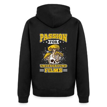 Underground Film, Independent Cinema, Horror - Unisex Premium Bio Zip Hoodie - Schwarz - Hinten - Nico (187cm)