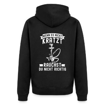 Shisha Tshirt Herren Damen Wasserpfeife Pfeife - Unisex Premium Bio Zip Hoodie - Schwarz - Hinten - Nico (187cm)
