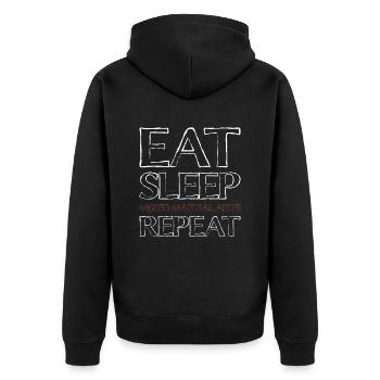 Eating Sleep Martial Arts - Unisex Premium Organic Zip Hoodie - black - Back - Nico (187cm)