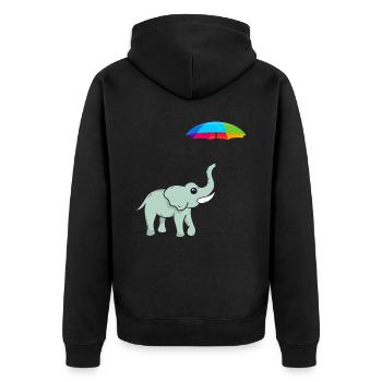 Elephant Elephant Elephant Proboscis Zoo Circus - Unisex Premium Organic Zip Hoodie - black - Back - Nico (187cm)