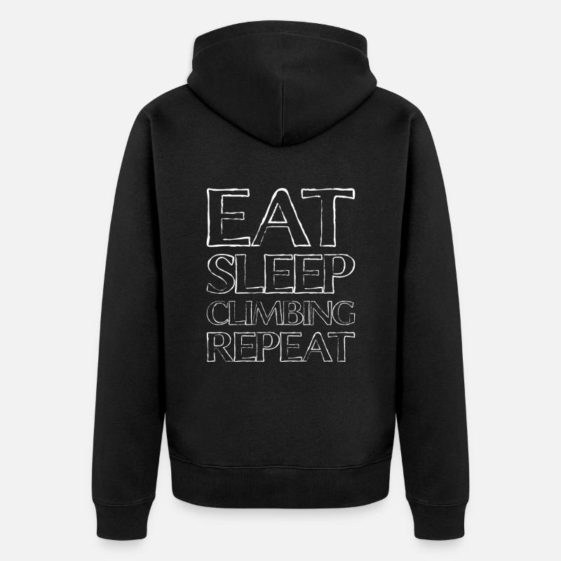 Essen Schlafen Klettern - Unisex Premium Bio Zip Hoodie - Schwarz