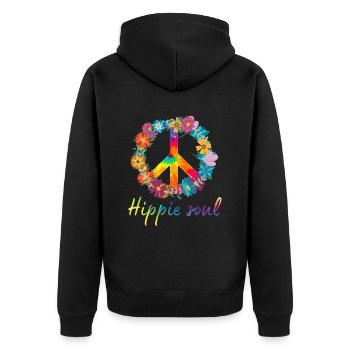 Hippie Peace Groovy Flowerpower Boho Woodstock - Veste à capuche bio Premium Unisexe - noir - Dos - Nico (187cm)