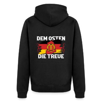 East Germany Tshirt Men Ossi Dresden NVA GDR - Unisex Premium Organic Zip Hoodie - black - Back - Nico (187cm)
