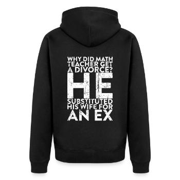 Warum Hat Sich Der Mathelehrer Scheiden Lassen? - Unisex Premium Bio Zip Hoodie - Schwarz - Hinten - Nico (187cm)