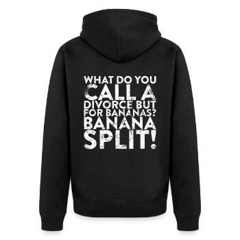 Was Nennt Man Eine Scheidung, Aber Für Bananen? - Unisex Premium Bio Zip Hoodie - Schwarz - Hinten - Nico (187cm)