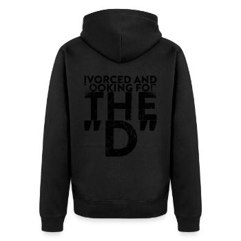 Vorced And In Search of The D For The - Unisex Premium Organic Zip Hoodie - black - Back - Nico (187cm)