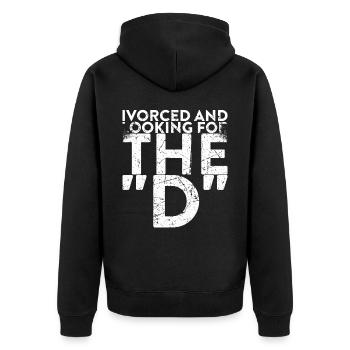 Vorced And In Search of The D For The - Unisex Premium Organic Zip Hoodie - black - Back - Nico (187cm)