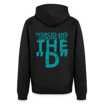 Vorced And In Search of The D For The - Unisex Premium Organic Zip Hoodie - black - Back - Nico (187cm)
