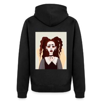Kubismus Kunst Goth Mädchen In Der Kubistischen - Unisex Premium Bio Zip Hoodie - Schwarz - Hinten - Nico (187cm)