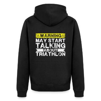 Sprechen Sie Über Triathlon - Unisex Premium Bio Zip Hoodie - Schwarz - Hinten - Nico (187cm)
