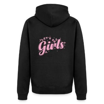 Let’s go Girls Feiern tanzen Musik Freunde - Unisex Premium Bio Zip Hoodie - Schwarz - Hinten - Nico (187cm)