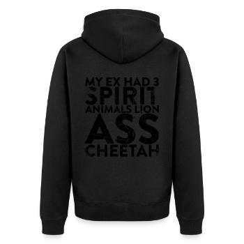 Mon ex avait 3 animaux fantômes Lion Ass Cheetah Pour - Veste à capuche bio Premium Unisexe - noir - Dos - Nico (187cm)