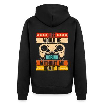 Gamer Gamer Gaming Console Video Games - Unisex Premium Organic Zip Hoodie - black - Back - Nico (187cm)