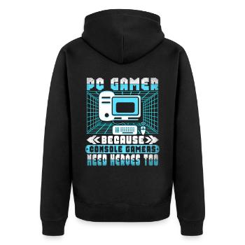 Pc Gamer Weil Konsolenspieler Helden Brauchen - Unisex Premium Bio Zip Hoodie - Schwarz - Hinten - Nico (187cm)
