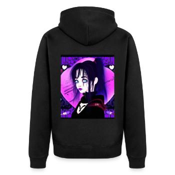 Goth Anime Vaporwave Mignon Creepy Goth Girl - Veste à capuche bio Premium Unisexe - noir - Dos - Nico (187cm)