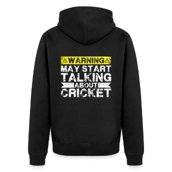 Apropos Cricket - Unisex Premium Bio Zip Hoodie - Schwarz - Hinten - Nico (187cm)