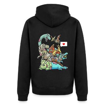 Lustige Zombie Dinosaurier Mumie Halloween - Unisex Premium Bio Zip Hoodie - Schwarz - Hinten - Nico (187cm)