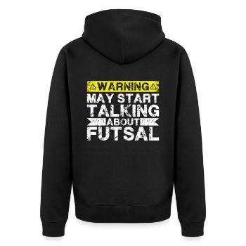Über Futsal Sprechen - Unisex Premium Bio Zip Hoodie - Schwarz - Hinten - Nico (187cm)