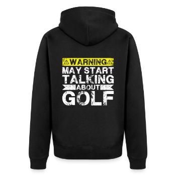 Über Golf Sprechen - Unisex Premium Bio Zip Hoodie - Schwarz - Hinten - Nico (187cm)
