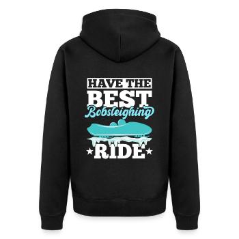 Sport Rennfahrer Schlitten Bobfahrer - Unisex Premium Bio Zip Hoodie - Schwarz - Hinten - Nico (187cm)