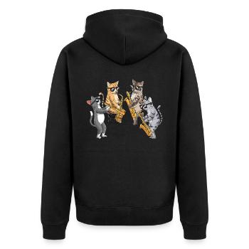 Cat joue saxophone saxophoniste Jazz Band - Veste à capuche bio Premium Unisexe - noir - Dos - Nico (187cm)