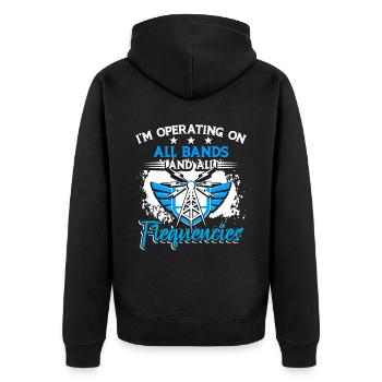 Exploitation par l’opérateur de fréquences radioamateurs - Veste à capuche bio Premium Unisexe - noir - Dos - Nico (187cm)