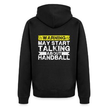 Apropos Handball - Unisex Premium Bio Zip Hoodie - Schwarz - Hinten - Nico (187cm)