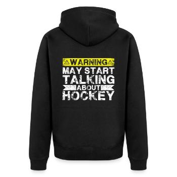 Apropos Eishockey - Unisex Premium Bio Zip Hoodie - Schwarz - Hinten - Nico (187cm)