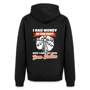 Amateur Administrator My own amateur radio stat - Unisex Premium Organic Zip Hoodie - black - Back - Nico (187cm)