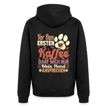 Kaffee Hund Hundehalter Kaffeetrinker Liebhaber - Unisex Premium Bio Zip Hoodie - Schwarz - Hinten - Nico (187cm)