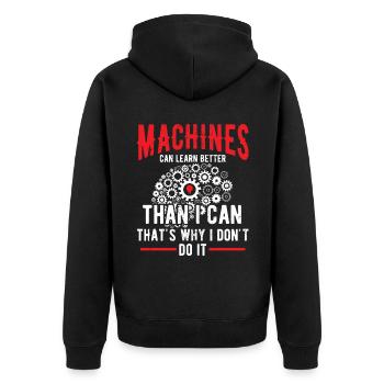 AI Maschinen Programmierung Roboter Ingenieur - Unisex Premium Bio Zip Hoodie - Schwarz - Hinten - Nico (187cm)
