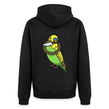 Perroquet Budgerigar Oiseau Avec Couteau - Veste à capuche bio Premium Unisexe - noir - Dos - Nico (187cm)
