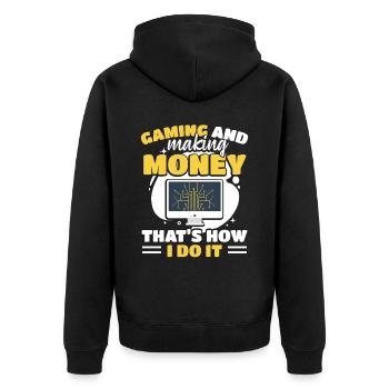 Crypto Games Blockchain Investisseur - Veste à capuche bio Premium Unisexe - noir - Dos - Nico (187cm)