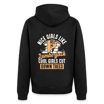 Arborist Lumberjack Tree Climber - Unisex Premium Organic Zip Hoodie - black - Back - Nico (187cm)