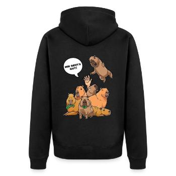 Lustig Capybara Wasserschwein Nagetier - Unisex Premium Bio Zip Hoodie - Schwarz - Hinten - Nico (187cm)