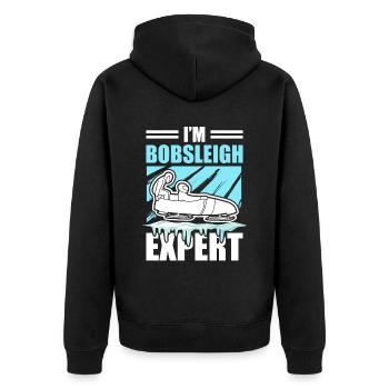 Bob Schlitten Schlitten Wintersport Experte - Unisex Premium Bio Zip Hoodie - Schwarz - Hinten - Nico (187cm)
