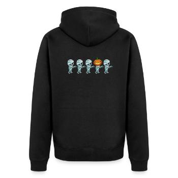 Mumien Anders Kürbis - Unisex Premium Bio Zip Hoodie - Schwarz - Hinten - Nico (187cm)