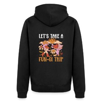 Collecting morels fungal mycologist - Unisex Premium Organic Zip Hoodie - black - Back - Nico (187cm)