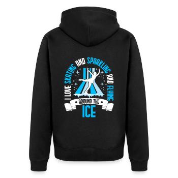 Schlittschuhlaufen Schlittschuhläufer - Unisex Premium Bio Zip Hoodie - Schwarz - Hinten - Nico (187cm)