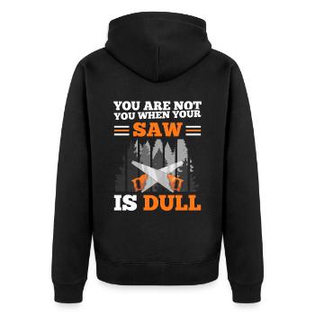 Kettensäge Schnitzen Holzfäller Baumpfleger - Unisex Premium Bio Zip Hoodie - Schwarz - Hinten - Nico (187cm)