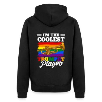Posaune Jazzmusik Trompetenspieler - Unisex Premium Bio Zip Hoodie - Schwarz - Hinten - Nico (187cm)