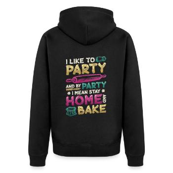 Zu Hause Bleiben Und Backen, Hobby-Bäcker. - Unisex Premium Bio Zip Hoodie - Schwarz - Hinten - Nico (187cm)