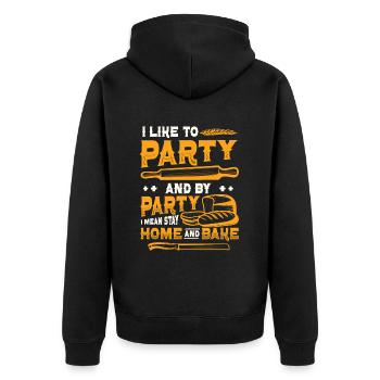 Zu Hause Bleiben Und Backen, Hobby-Bäcker - Unisex Premium Bio Zip Hoodie - Schwarz - Hinten - Nico (187cm)