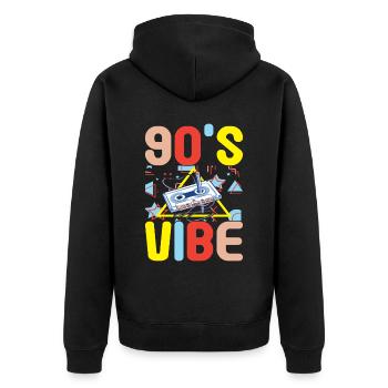 90s 90s 90s Party - Unisex Premium Organic Zip Hoodie - black - Back - Nico (187cm)