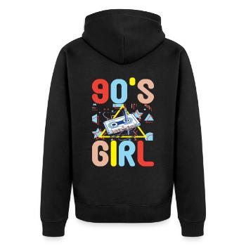 90s 90s 90s Party - Unisex Premium Organic Zip Hoodie - black - Back - Nico (187cm)