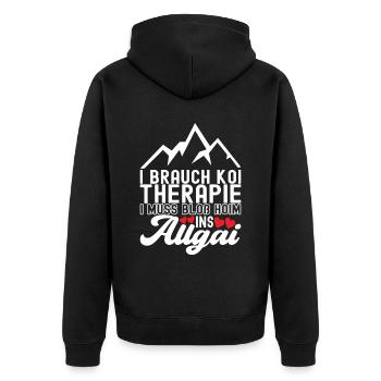 Allgäu Bayern - Unisex Premium Bio Zip Hoodie - Schwarz - Hinten - Nico (187cm)