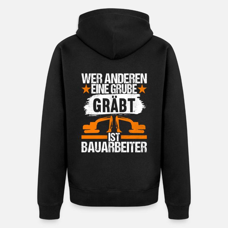Baustelle Bagger Baggerfahrer - Unisex Premium Bio Zip Hoodie - Schwarz